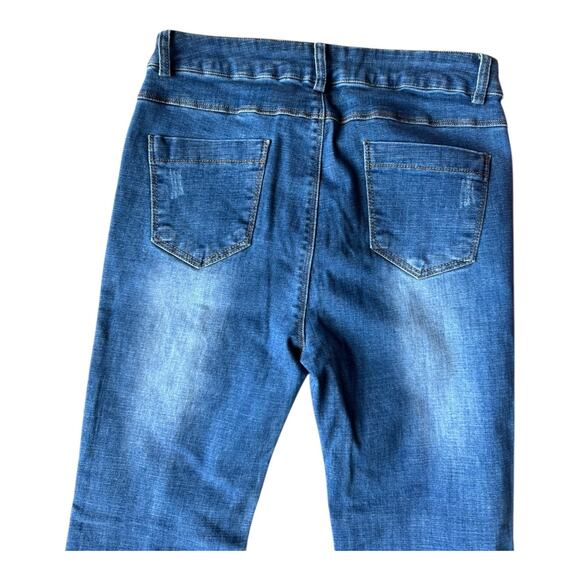 Retro High Rise Center Seam flare fringed blue Jeans size 27" waist - Picture 3 of 9